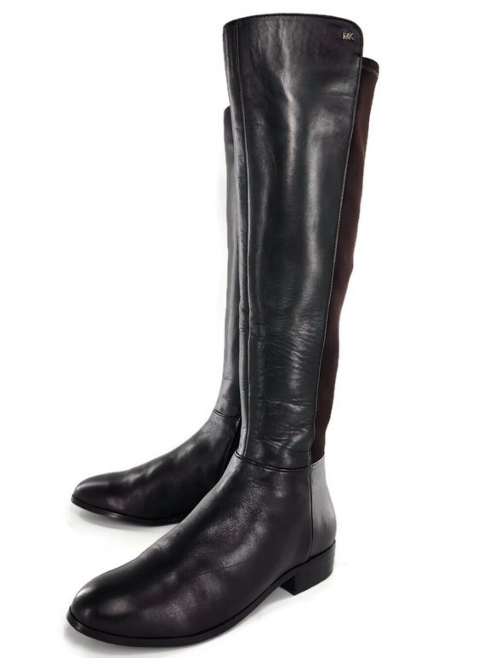 Michael Kors Bromley 50/50 Black Leather & Stretch Over The Knee Riding Boot